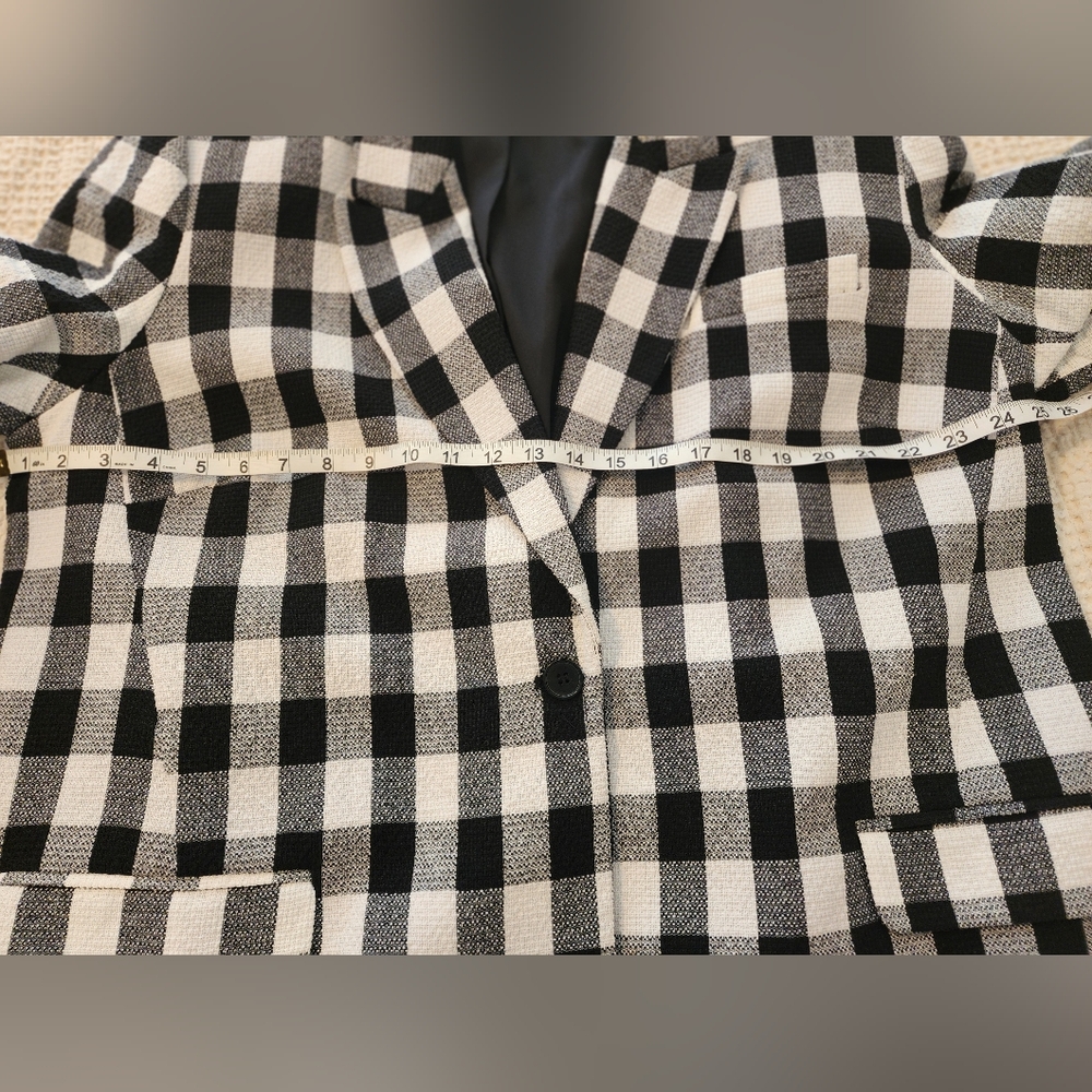 Halogen Women's Black and White Checkered Blazer Houndstooth Size 20W Academia - Picture 9 of 10